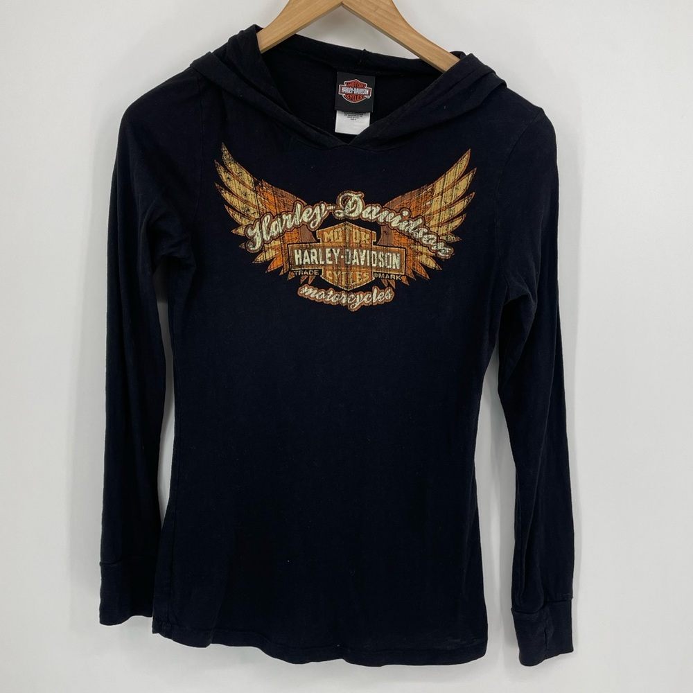 Harley Davidson Black Hoodie Long Sleeve Wichita KS Size Medium